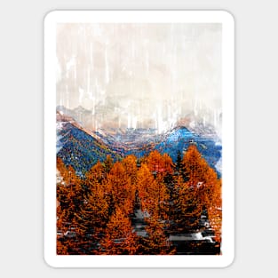 Scenic Autumn Vibe From The Zillertal Alps In Italy Sticker